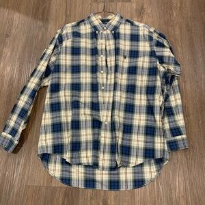 Ralph Lauren Navy and Beige Plaid Shirt